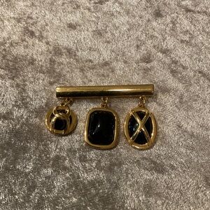 Vintage Napier Gold and Black Bar Dangle Pin